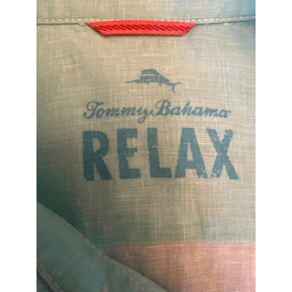 Tommy Bahama Relax Light Aqua Long-Sleeve Linen Button-Up Shirt L Coastal Beach - Picture 2 of 6
